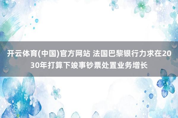 开云体育(中国)官方网站 法国巴黎银行力求在2030年打算下竣事钞票处置业务增长