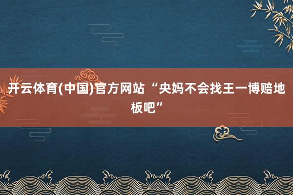 开云体育(中国)官方网站 “央妈不会找王一博赔地板吧”