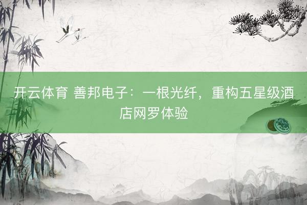开云体育 善邦电子：一根光纤，重构五星级酒店网罗体验