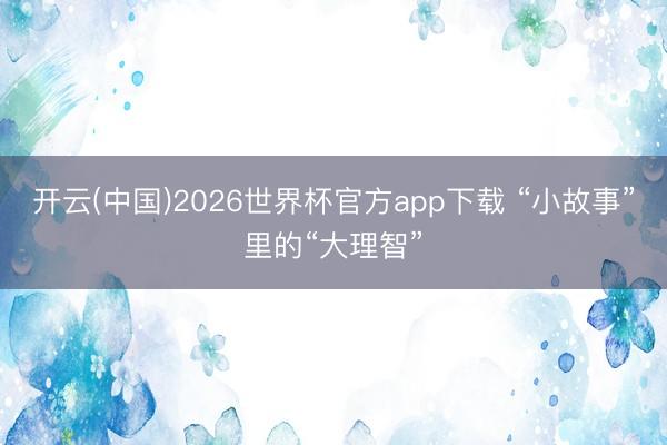 开云(中国)2026世界杯官方app下载 “小故事”里的“大理智”