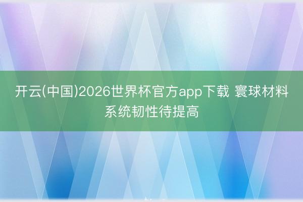 开云(中国)2026世界杯官方app下载 寰球材料系统韧性待提高