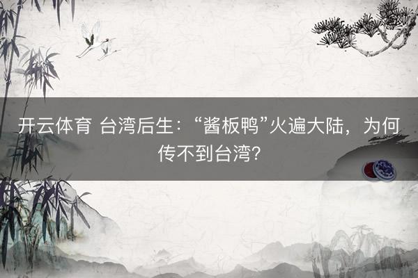 开云体育 台湾后生：“酱板鸭”火遍大陆，为何传不到台湾？