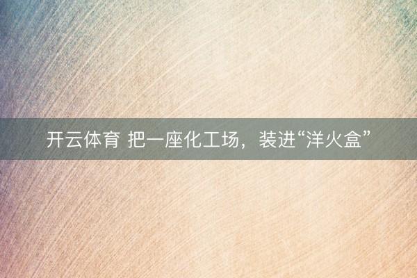 开云体育 把一座化工场，装进“洋火盒”