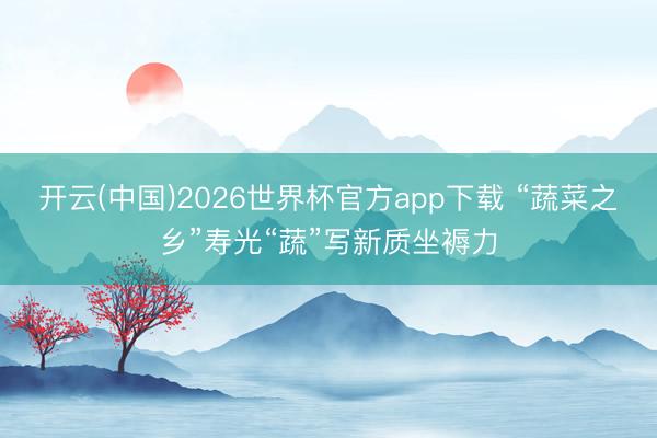 开云(中国)2026世界杯官方app下载 “蔬菜之乡”寿光“蔬”写新质坐褥力