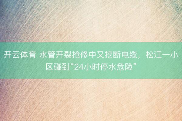 开云体育 水管开裂抢修中又挖断电缆，松江一小区碰到“24小时停水危险”
