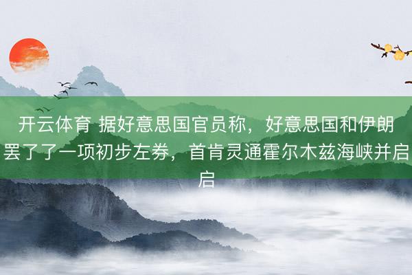 开云体育 据好意思国官员称，好意思国和伊朗罢了了一项初步左券，首肯灵通霍尔木兹海峡并启