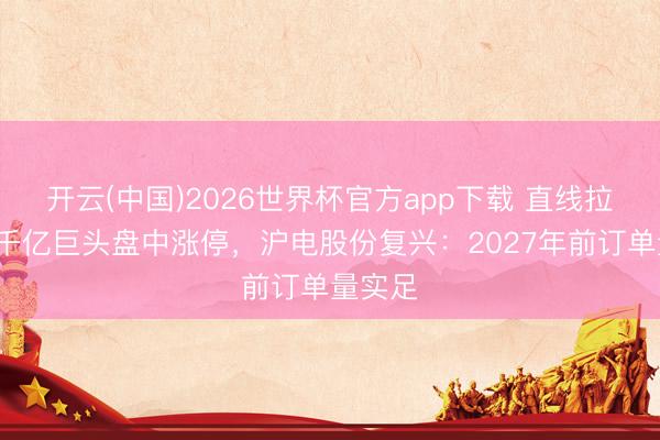 开云(中国)2026世界杯官方app下载 直线拉涨！2千亿巨头盘中涨停，沪电股份复兴：2027年前订单量实足