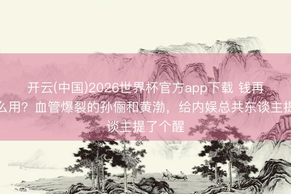 开云(中国)2026世界杯官方app下载 钱再多有什么用？血管爆裂的孙俪和黄渤，给内娱总共东谈主提了个醒