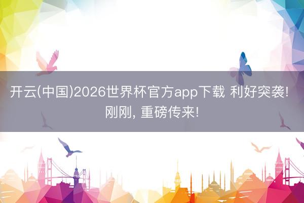 开云(中国)2026世界杯官方app下载 利好突袭! 刚刚， 重磅传来!